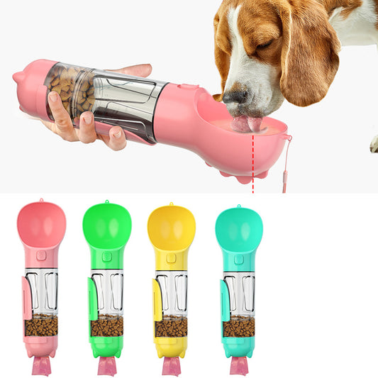 Portable Multifunction Dog Water Bottle Food Feeder 3 In 1-bestbarkbargainsg.com