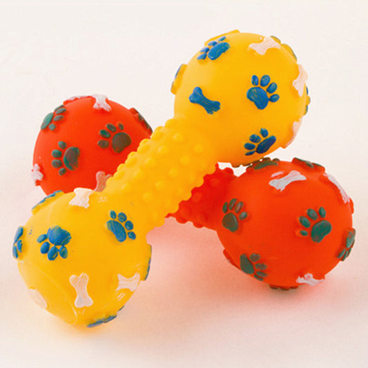 Silicone Dumbbell Dog Toys_  Sound Teething & Training Guide Toys (13cm)